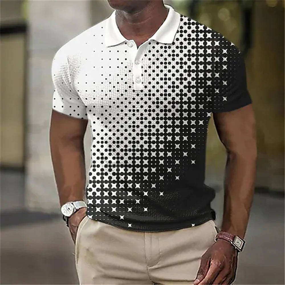 Mens Polos Polo Shirt Golf Shirts Plaid Turndown 3d Print Tees Streetwear Short Sleeve Buttondown Fashion Clothing Casual Blouse Top 230609