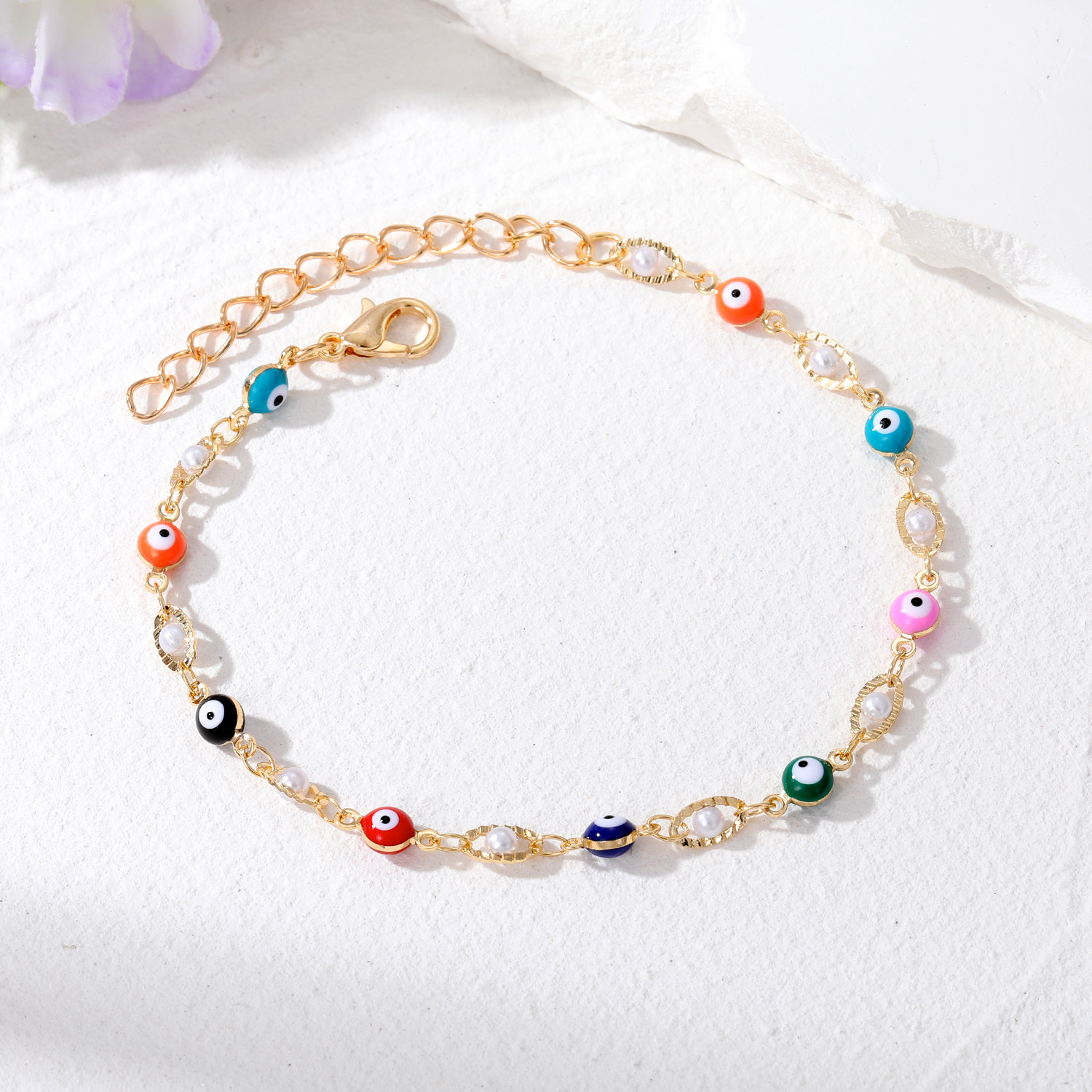 Turkish Evil Eye Bracelets For Women Lucky Blue Eye Fatima Hand Adjustable Chain Bangle Bracelet