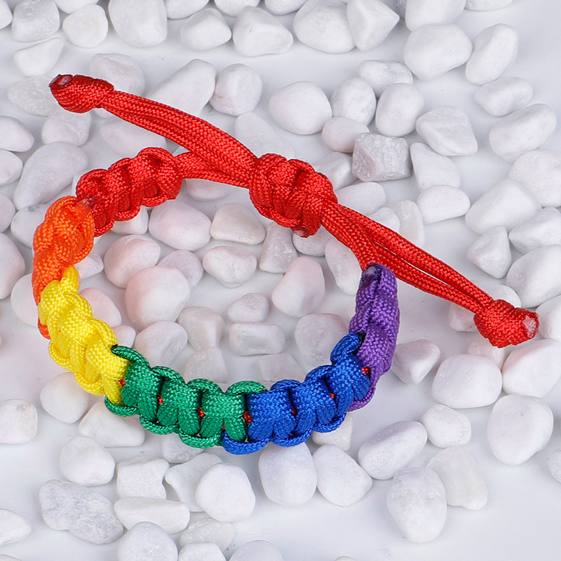 Handmade Adjustable Rainbow Paracord Bracelet for Men Women Gift