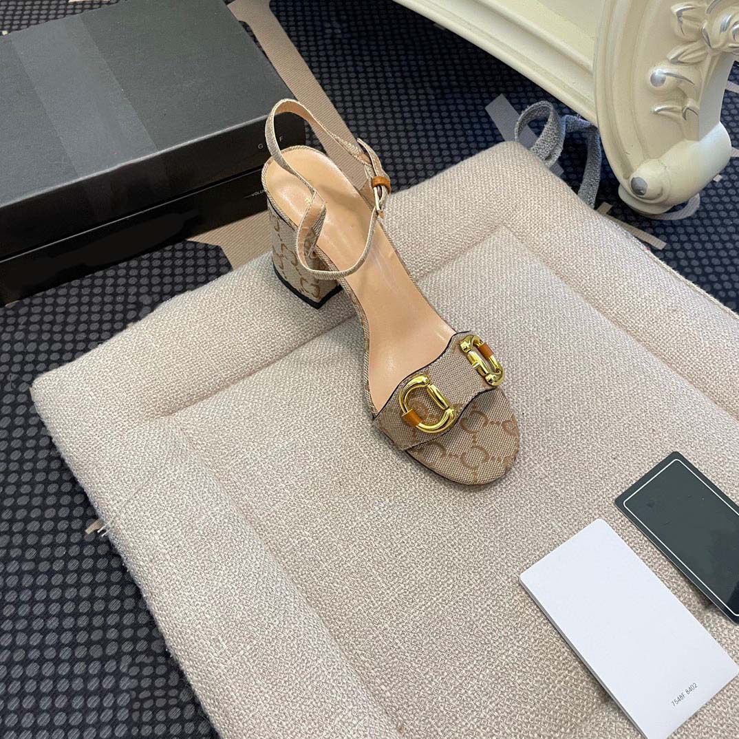 Fashion Designer Women shoes heels Sandals fashion Beach Thick bottom Dress Shoe Alphabet lady Sandal Leather High heel lides By 1978 S367 04