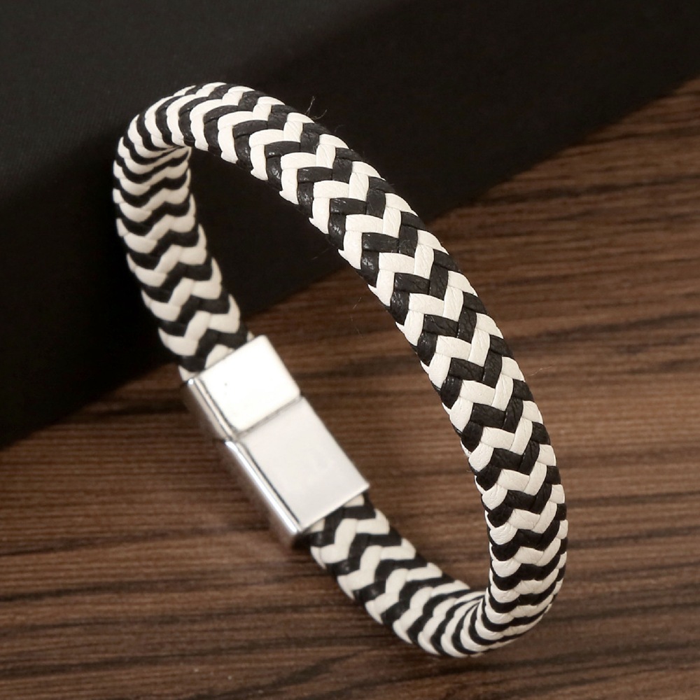 Simple Design White Black Blue Leather Bracelet Jewelry for Women Gift