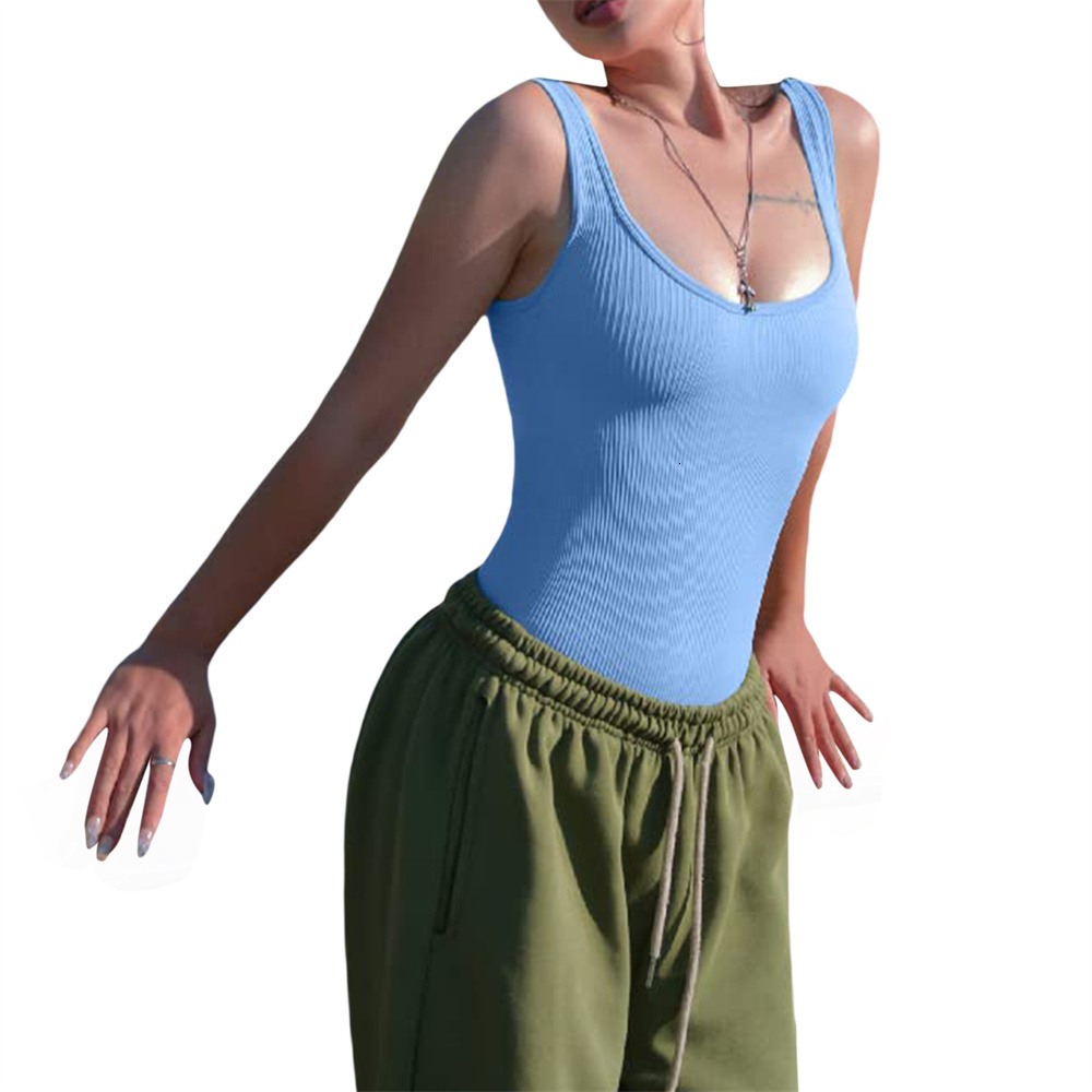 Womens Jumpsuits Rompers Summer Tight Fitting Woman Bodysuit Bodycon Romper Sleeveless Knitting Solid Color Short Jumpsuit Sexy Backless Overalls 2306