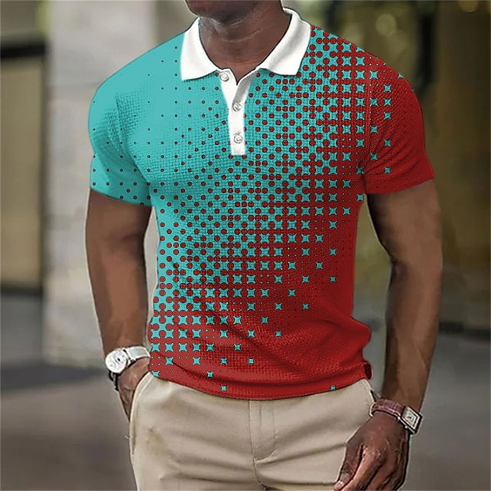 Mens Polos Polo Shirt Golf Shirts Plaid Turndown 3d Print Tees Streetwear Short Sleeve Buttondown Fashion Clothing Casual Blouse Top 230609