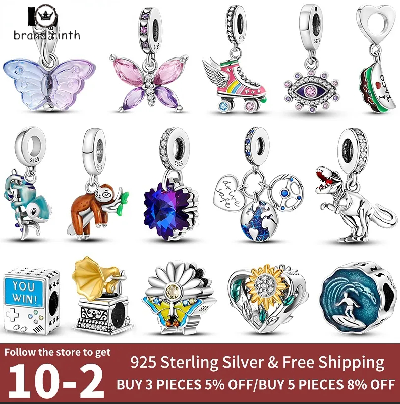925 silver for pandora charms jewelry beads women Bracelets beads Heart Sunflower Pattern Beads