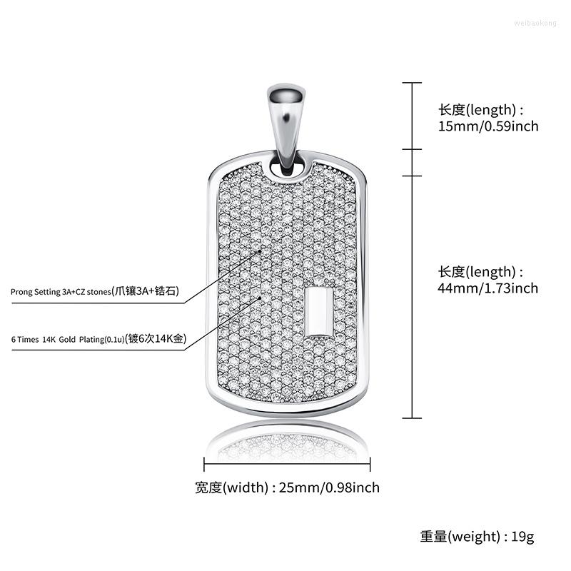 Pendant Necklaces Hip Hop 3A CZ Stone Paved Bling Iced Out DIY Customized Name Letter Square Pendants Dog Tag For Men Rapper Jewelry