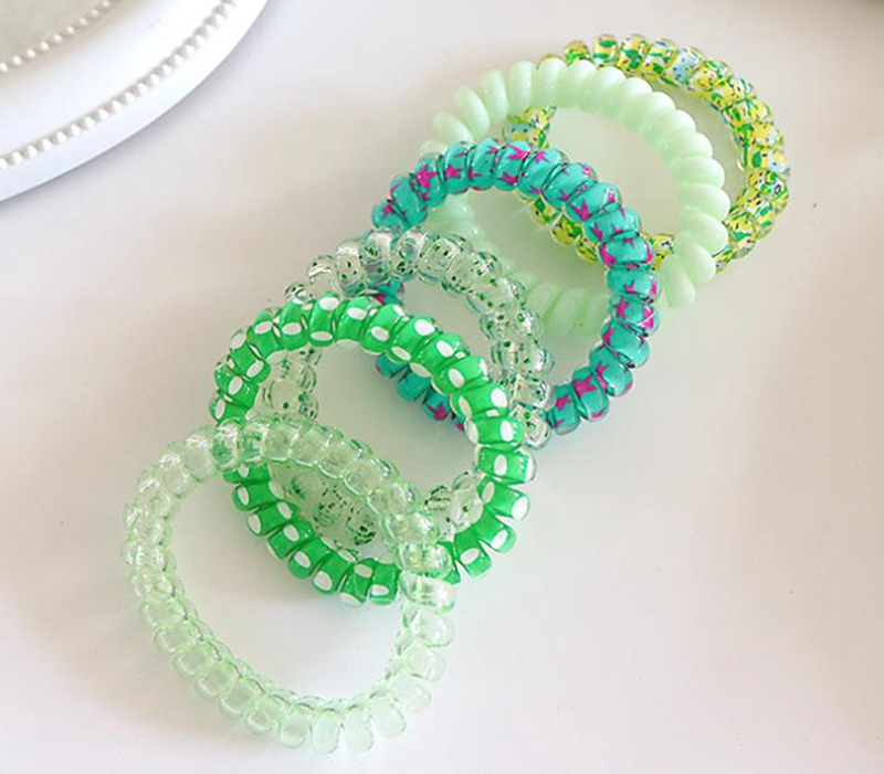 Hair Ties Candy Colors Spiral Bracelets Phone Cord Ponytail Holders Elastic Hairband Hair Coils Hair Accessories 6pcs a bag 5 Colors DW6880