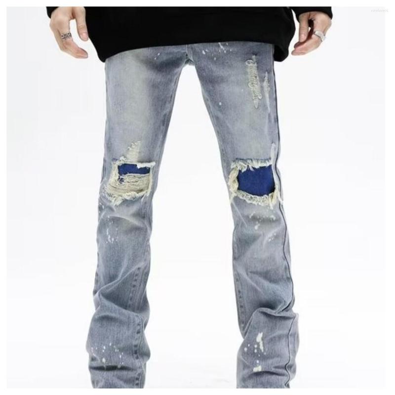 Men's Jeans Ripped Y2k Streetwear Pants Men Trousers Slim Harajuku Man Hip Hop Men's Fashion Baggy Grunge Trendyol Stacked Clothing
