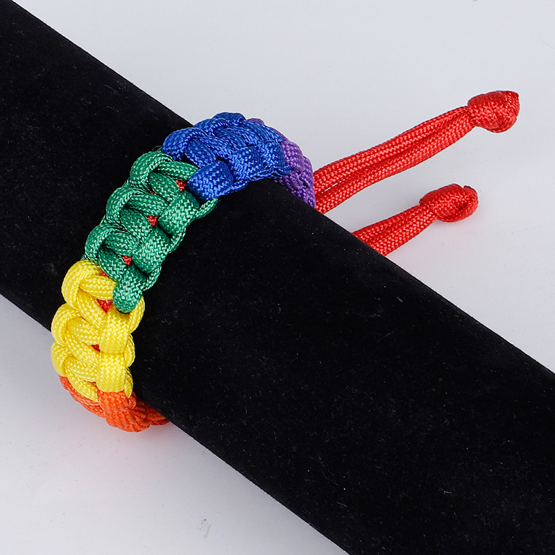 Handmade Adjustable Rainbow Paracord Bracelet for Men Women Gift