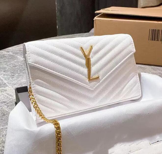 New Luxury Handbag Shoulder Bag Brand LOULOU Y-Shaped Designer Seam Leather Ladies Metal Chain Black Clamshell Messenger Chain Bags