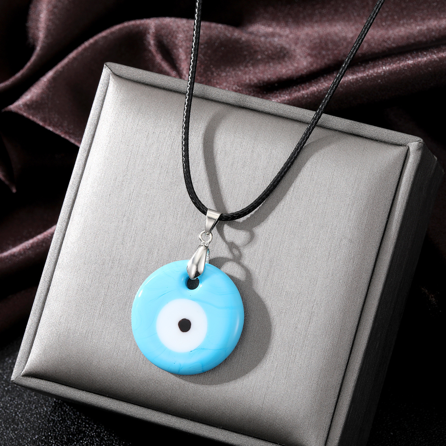 30MM Coloured Glaze Blue Evil Eye Necklaces Fashion Lucky Turkish Key Necklace For Friend Jewelry Gift
