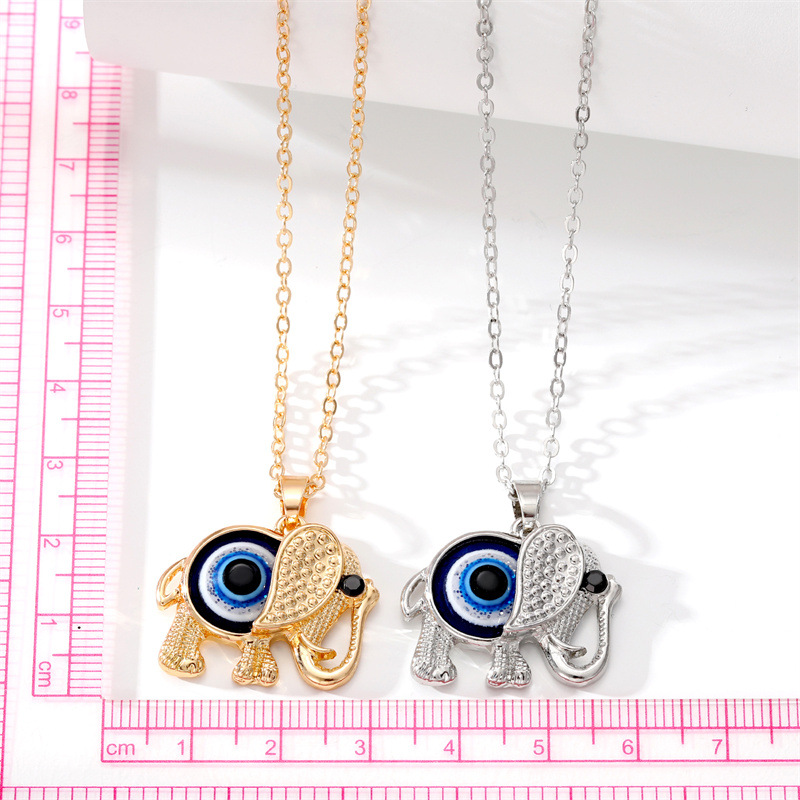 Turkish Evil Eye Necklace For Women Animal Elephant Lucky Blue Eye Pendant Choker Necklace