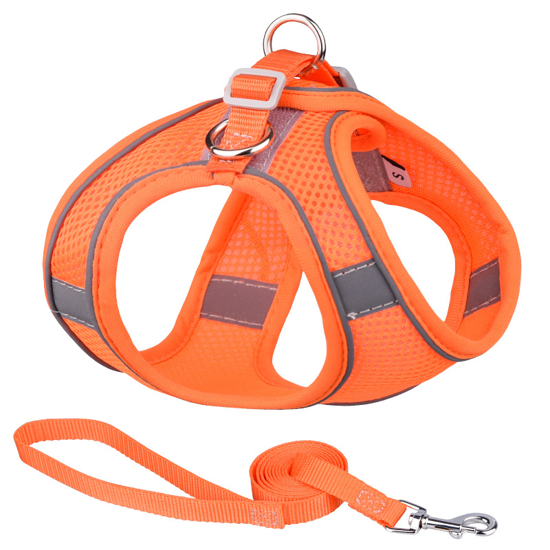 Comfortable Air Mesh Harness and Leash Set with Reflective Strip Step-in Outdoor Pet Vest for Dog Breeds