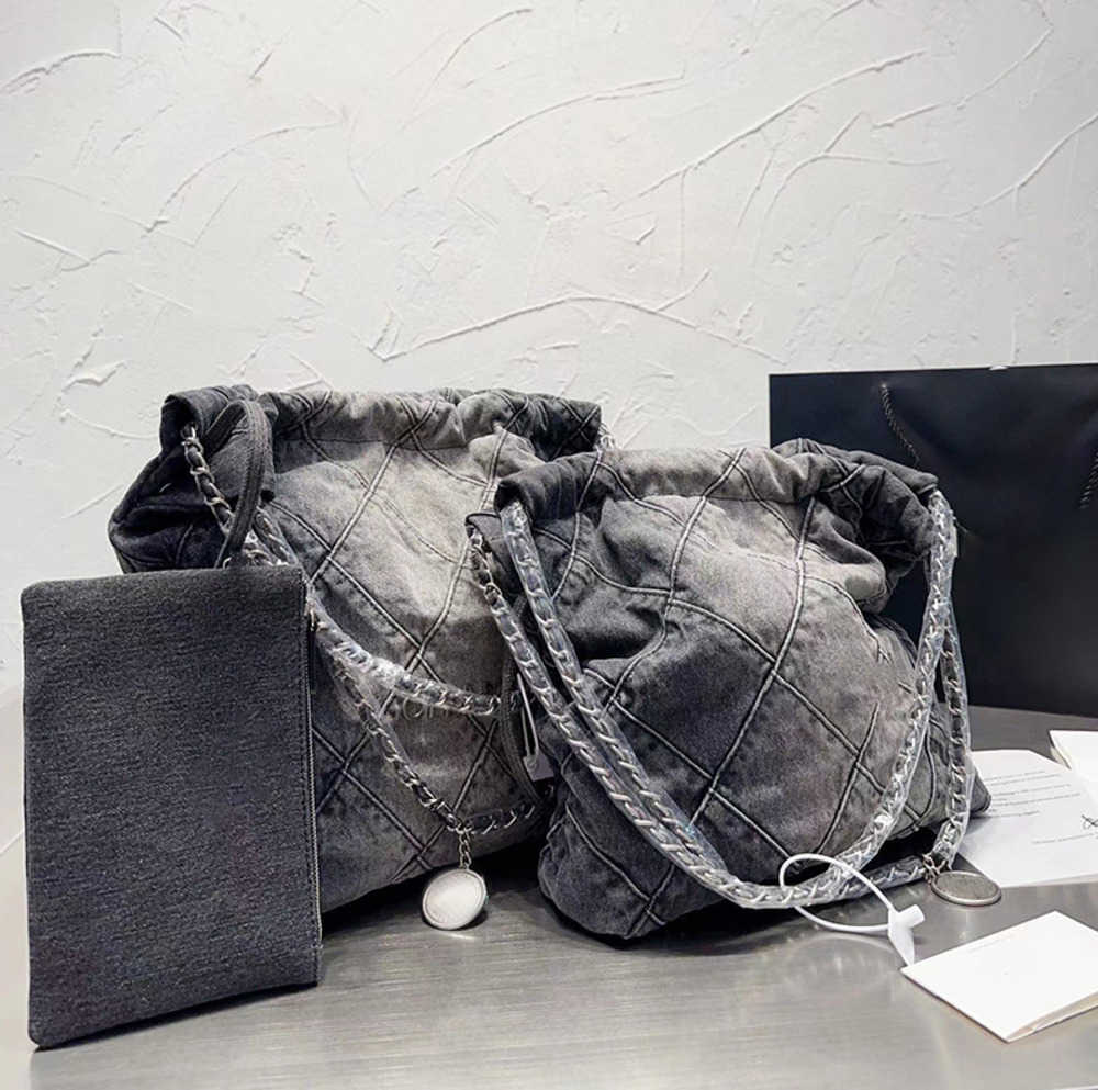 Channel 22 Denim Grand Shopping Bag Tote Travel Designer Woman Sling Body Most Expensive Handbag with Silver Chain Gabrielle Quilted Fashion leisure, Blue denim fabric
Channel 22 Denim Grand Shopping Bag Tote Travel Designer Woman Sling Body Most Expensive Handbag with Silver Chain Gabrielle Quilted Fashion leisure, Blue denim fabric