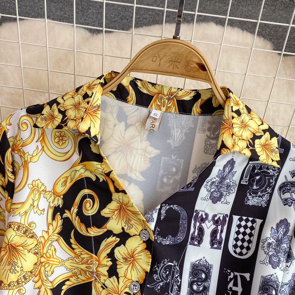 2023 Casual Dresses Spring Autumn Colorblock Irregular Shirt Dress Women's Turn Down Neck Long Sleeve Vintage Print Button Up Sashes Midi Dress