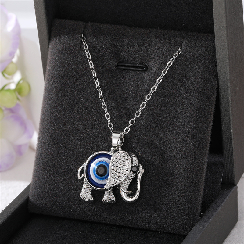 Turkish Evil Eye Necklace For Women Animal Elephant Lucky Blue Eye Pendant Choker Necklace
