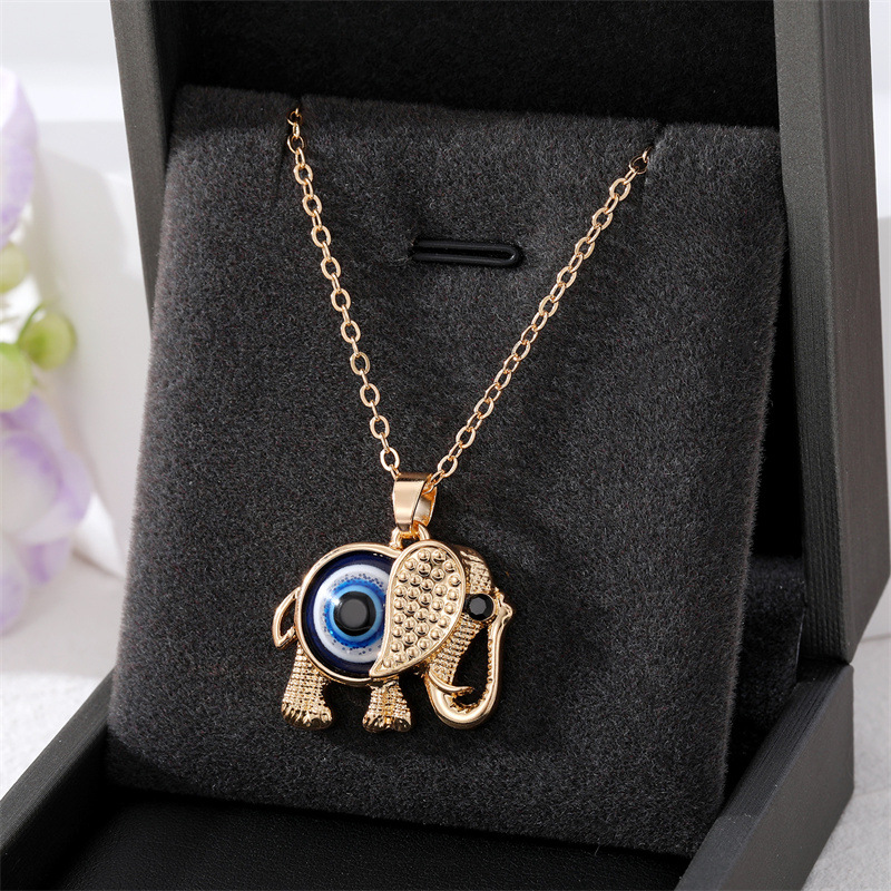 Turkish Evil Eye Necklace For Women Animal Elephant Lucky Blue Eye Pendant Choker Necklace