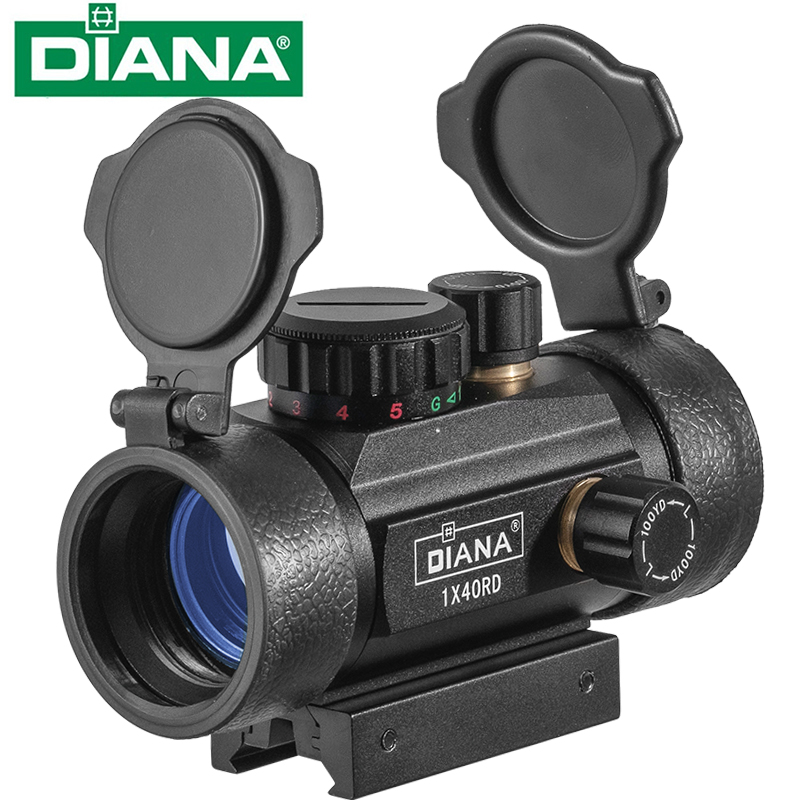 DIANA 1X40 Red Green Dot Sight Scope Tactical Optics Riflescope Fit 11/20mm Rail Rifle Scopes Hunting