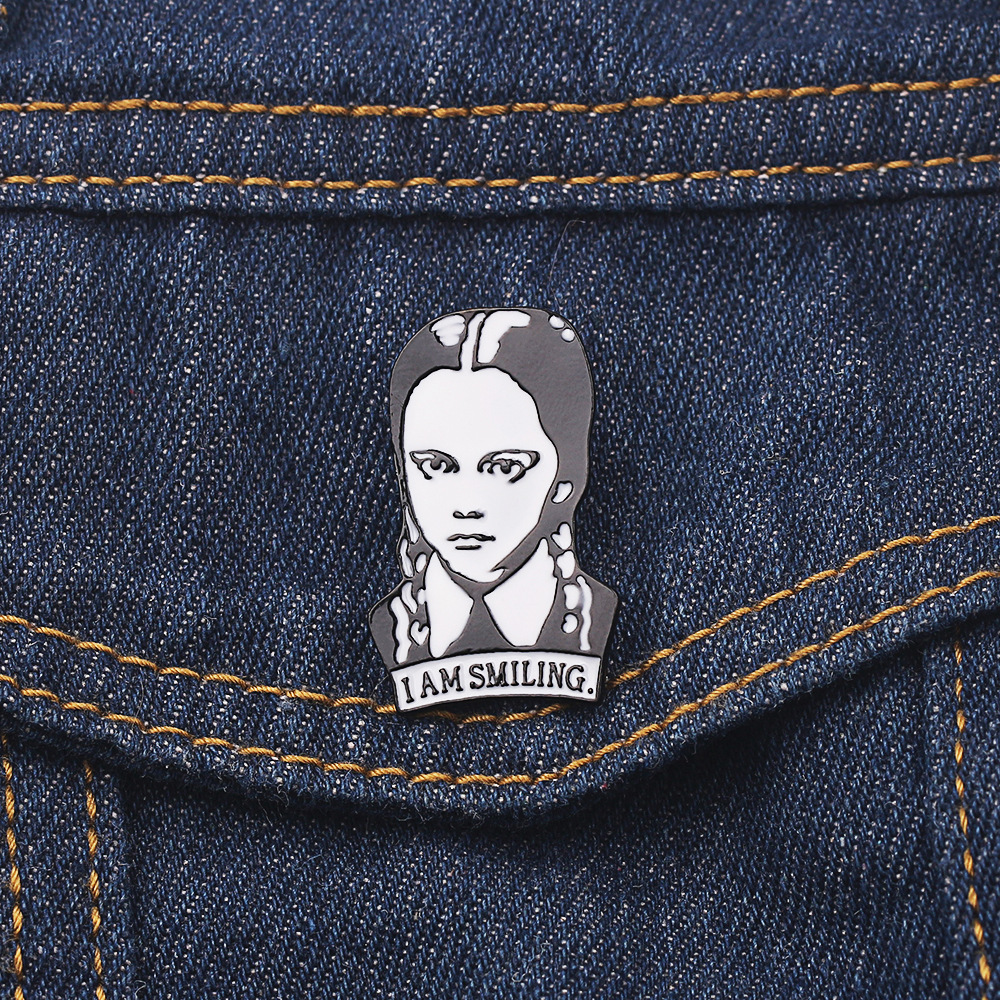 Wednesday I AM SMILING brooch Cute Anime Movies Games Hard Enamel Pins Collect Metal Cartoon Brooch Backpack Hat Bag Collar Lapel Badges, As picture
Wednesday I AM SMILING brooch Cute Anime Movies Games Hard Enamel Pins Collect Metal Cartoon Brooch Backpack Hat Bag Collar Lapel Badges, As picture