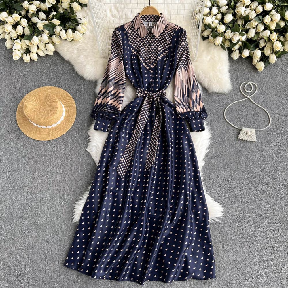 2023 Casual Dresses High-quality New Fashion Autumn Retro Printed Long-sleeved Shirt Collar Lace-up Waist A-line Shirts Dress Vintage Vestidos, Same as picture
2023 Casual Dresses High-quality New Fashion Autumn Retro Printed Long-sleeved Shirt Collar Lace-up Waist A-line Shirts Dress Vintage Vestidos, Same as picture