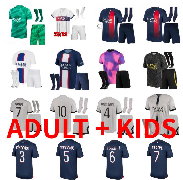 psgs MBAPPE Paris soccer jerseys HAKIMI SERGIO RAMOS 22 23 24 Maillots de football 2023 2024 MARQUINHOS VERRATTI ICARDI men kids kit shirt uniforms enfants foot