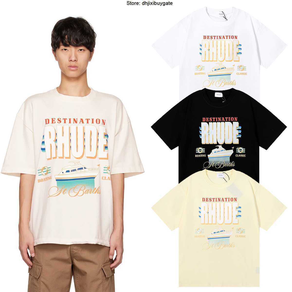 Designer Fashion Clothing Tees Hip hop TShirts Rhude Destination Yacht Printed Pure Cotton Summer Loose Casual Boys Girls' T-shirt Streetwear Tops Sportswear, Apricot
Designer Fashion Clothing Tees Hip hop TShirts Rhude Destination Yacht Printed Pure Cotton Summer Loose Casual Boys Girls' T-shirt Streetwear Tops Sportswear, Apricot
