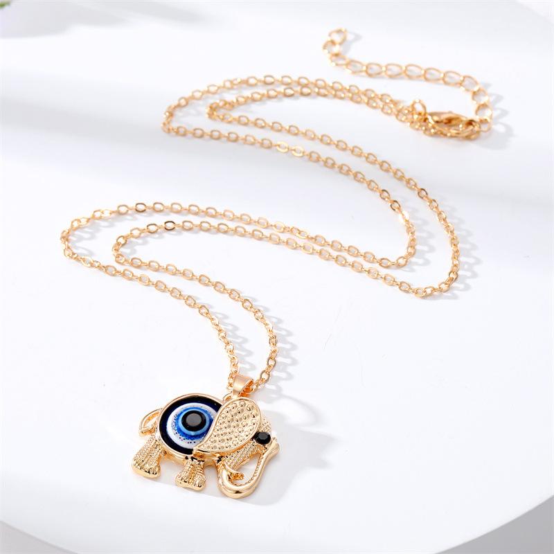 Turkish Evil Eye Necklace For Women Animal Elephant Lucky Blue Eye Pendant Choker Necklace