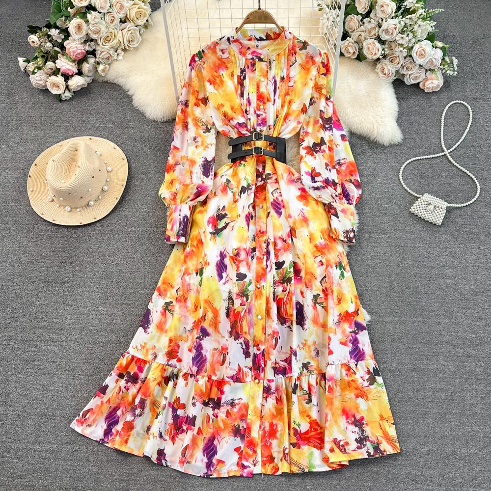 Autumn Charming Vintage Yellow Floral Printed Long Party Dress for Women Runway Designers Ruched Stand Collar Lantern Sleeve Maxi Dress 2023, Same as picture
Autumn Charming Vintage Yellow Floral Printed Long Party Dress for Women Runway Designers Ruched Stand Collar Lantern Sleeve Maxi Dress 2023, Same as picture