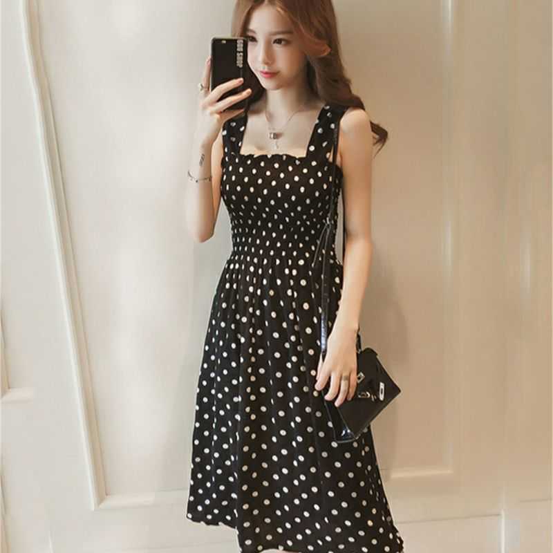 Casual Dresses robe femme Summer Polka Dot Womens Dresses Elegant Square Neck Sleeveless Chiffon Long Dress Super Discount vestidos para mujer Z0612