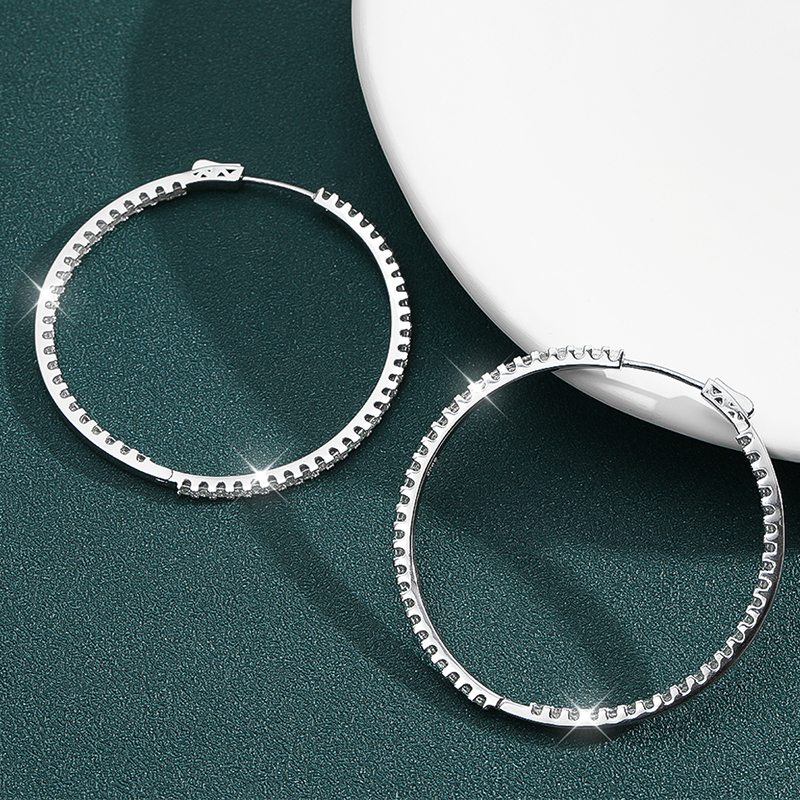 Hoop Huggie Smyoue 2.886.5cttw Full Hoop Earrings for Women Big Size 2.5mm Stone Sparkling Diamond Earing Silver 925 Jewelry GRA 230609