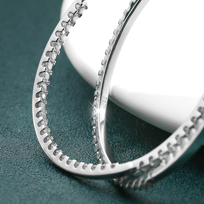 Hoop Huggie Smyoue 2.886.5cttw Full Hoop Earrings for Women Big Size 2.5mm Stone Sparkling Diamond Earing Silver 925 Jewelry GRA 230609