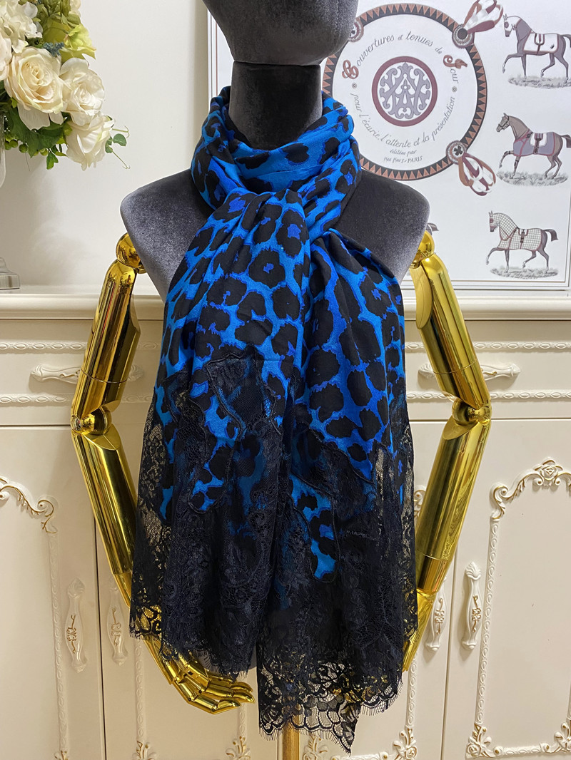 women's long scarf scarves lace cashmere material Patchwork print Leopard grain big size 210cm - 70cm