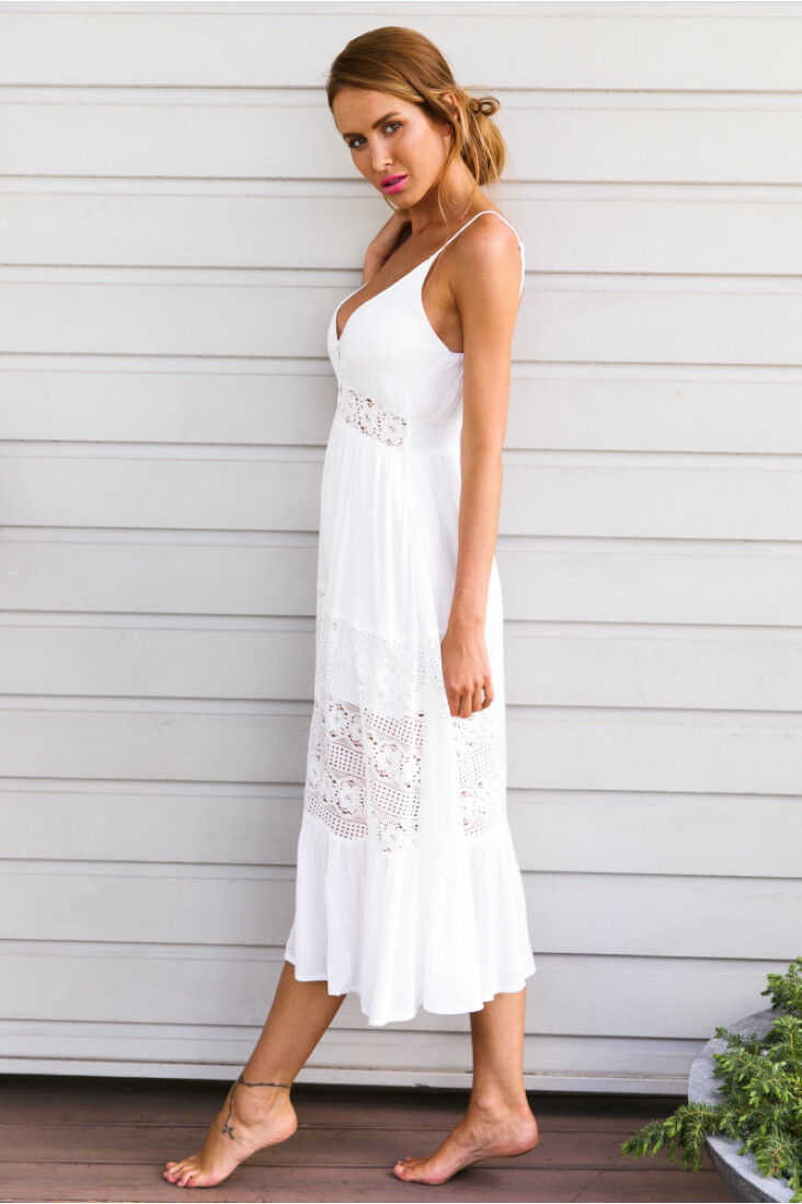 Casual Dresses 2019 Womens Summer Boho Maxi Dress Evening Party Holiday Beach Lace Dresses Sundress Lot Z0612