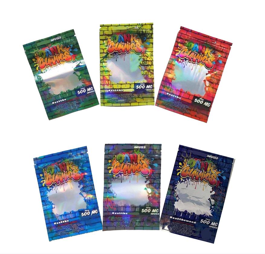 New Hologram Dank Gummies Plastic Bags 500mg Mylar Bag edibles Zipper Package Gummy Smell Proof Bag
New Hologram Dank Gummies Plastic Bags 500mg Mylar Bag edibles Zipper Package Gummy Smell Proof Bag