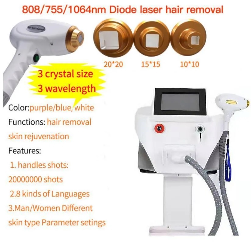 808nm Diode Laser Hair Removal Machine, 3 Wavelengths for Permanent Painless Hair Removal, 20 Million Shots, Portable for Home & Travel