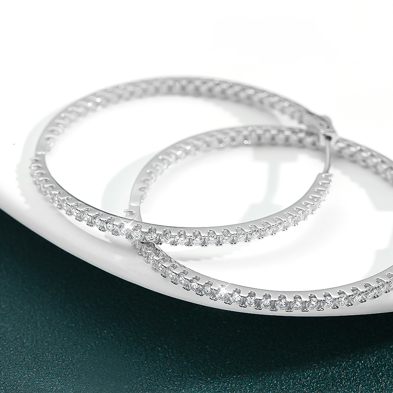 Hoop Huggie Smyoue 2.886.5cttw Full Hoop Earrings for Women Big Size 2.5mm Stone Sparkling Diamond Earing Silver 925 Jewelry GRA 230609