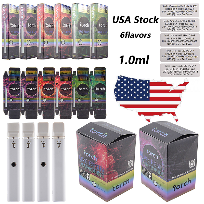 Torch Rechargeable Disposables E cigarettes Vapes Pens Live Resin Device Pods Kits 1.0ml empty Pod 280mah Vape Pens 10flavors USA Local Warehouse
Torch Rechargeable Disposables E cigarettes Vapes Pens Live Resin Device Pods Kits 1.0ml empty Pod 280mah Vape Pens 10flavors USA Local Warehouse