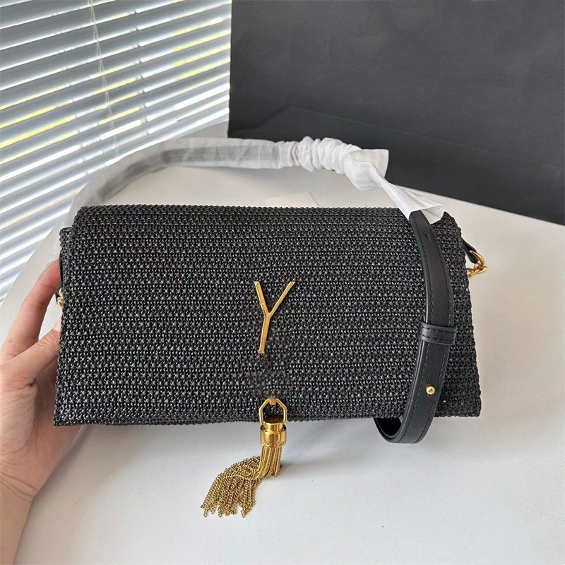 2023 straw beach bag designer bag woman crossbody shoulder bag crochet chain flaps lady small Summer Gold Letters 5 Colors 5A