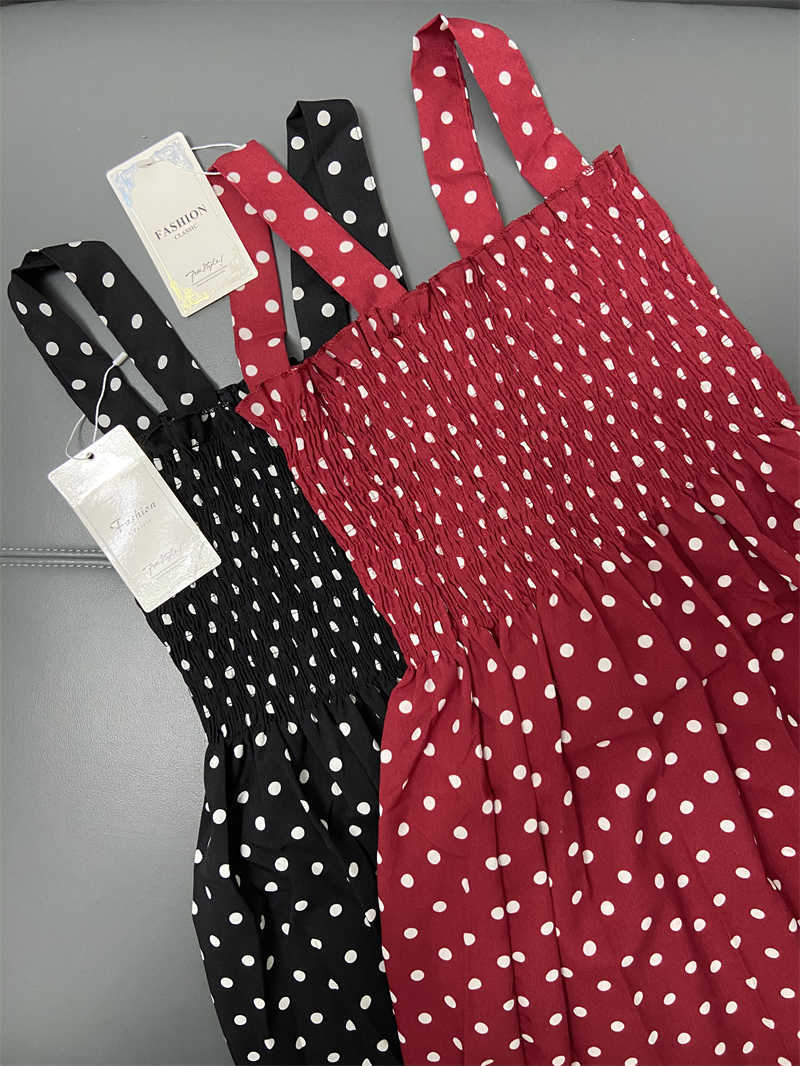 Casual Dresses robe femme Summer Polka Dot Womens Dresses Elegant Square Neck Sleeveless Chiffon Long Dress Super Discount vestidos para mujer Z0612