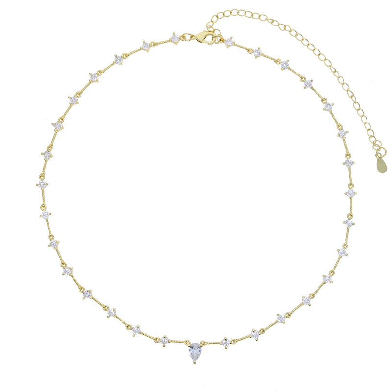 Geometric CZ Station Link Chain Choker Sexy Long Lariat Women Necklace High Quality Iced Out Zirconia Fashion Jewelry