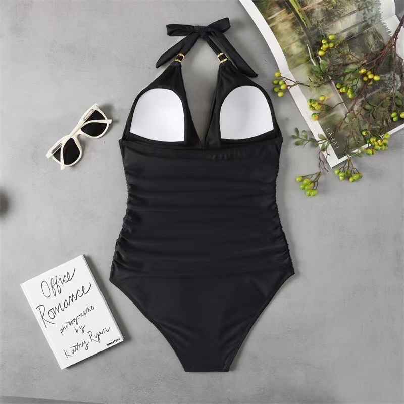 Womens Swimwear Sexy Tankini Plus Size Women Black Halter Monokini Swimsuit Push Up Bathing Suit High Waist Bodysuit 230609