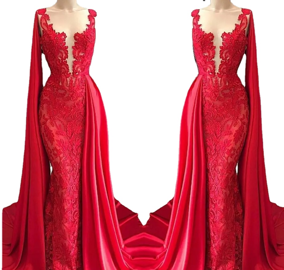 New Fashion Sheer Neck Red Lace Mermaid Prom Dresses With Cape Sleeveless Appliqued Formal Dresses Evening Wear Floor Length Cheap, Dark navy
New Fashion Sheer Neck Red Lace Mermaid Prom Dresses With Cape Sleeveless Appliqued Formal Dresses Evening Wear Floor Length Cheap, Dark navy
