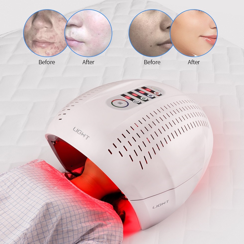 7 Color LED Face Mask for Skin Rejuvenation, Acne Treatment & Wrinkle Reduction, Red & Blue Light Therapy for Face and Neck, Anti-Aging
