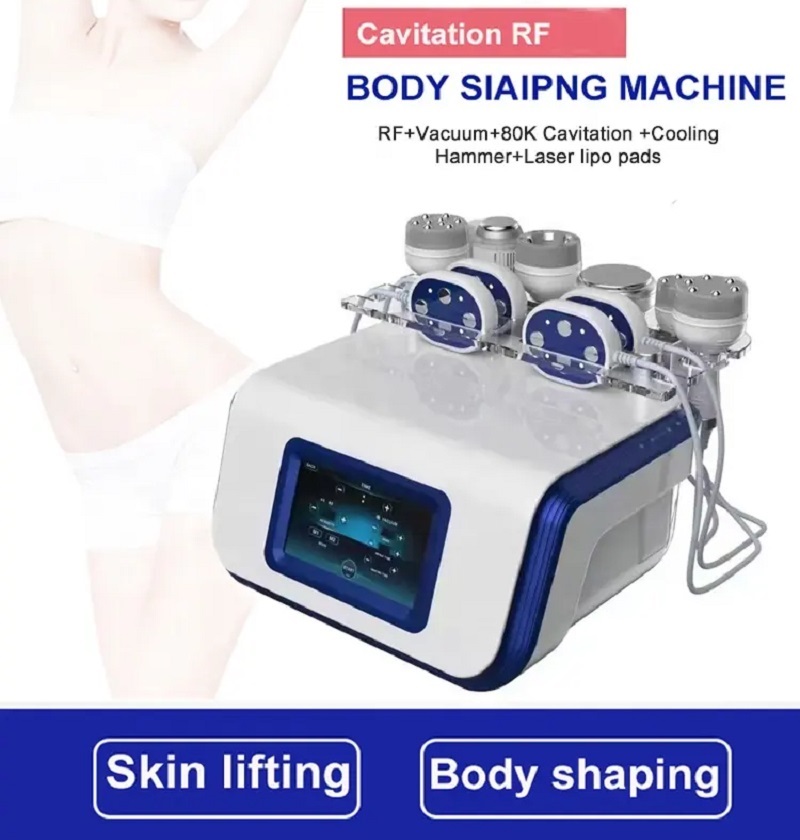 80K Cavitation Machine for Body Slimming & Skin Tightening, Ultrasonic Cavitation with RF, Lipo Laser & Vacuum for Fat Reduction & Cellulite Removal