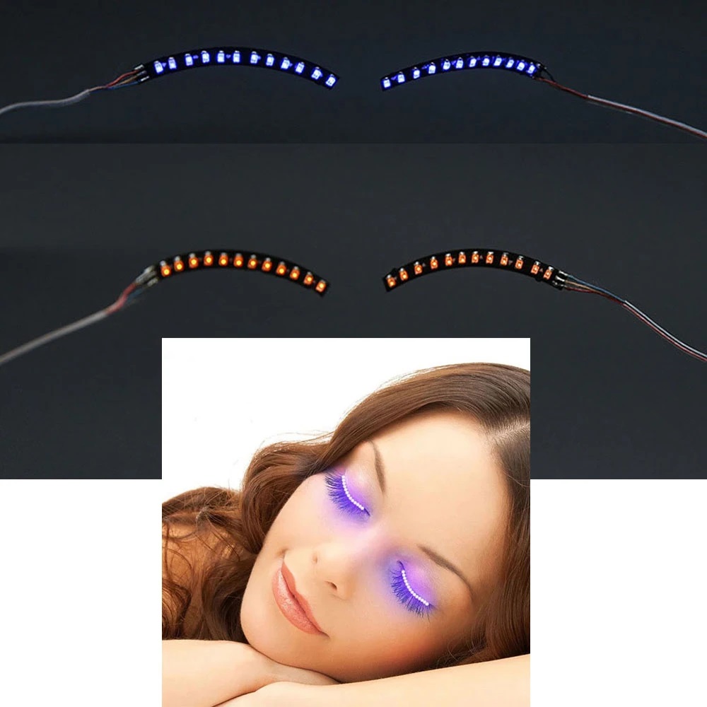 LED Light False Eyelashes Long Eyelashes Makeup False Eyelashes Black Nautral Handmade Eye Lashes Extension Party Bar Halloween Pestanas Postizas LED