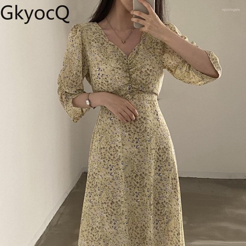 Party Dresses GkyocQ Ins Dress V-neck Pleated Half Sleeve Flower Printed A-line Chic Korean Fashion Casual Long Skirts Female Clothes, Beige
Party Dresses GkyocQ Ins Dress V-neck Pleated Half Sleeve Flower Printed A-line Chic Korean Fashion Casual Long Skirts Female Clothes, Beige