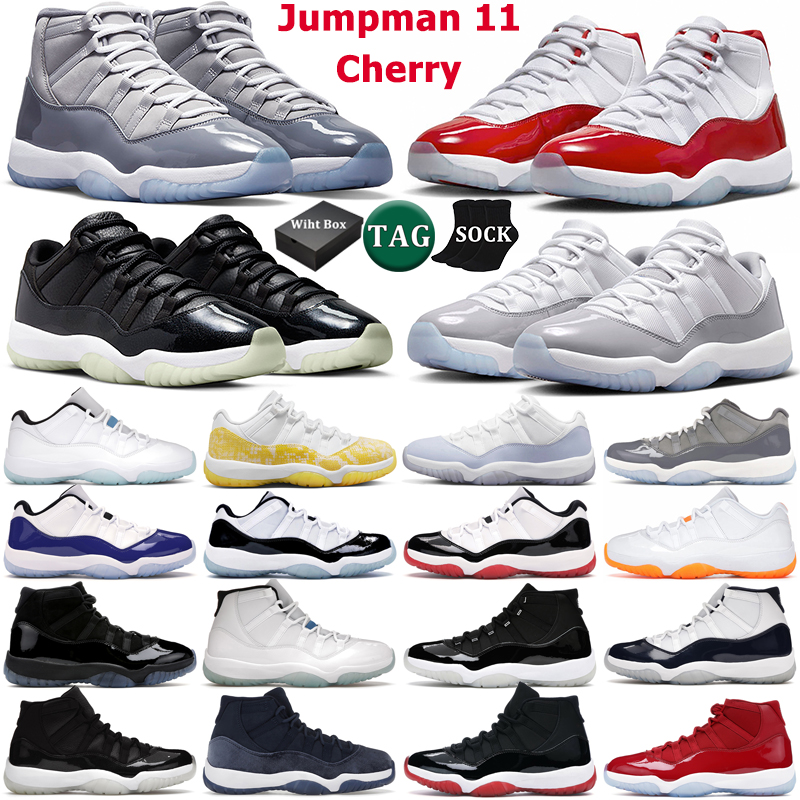 With Box 11 basketball shoes men women 11s Cherry Cool Cement Grey Jubilee 25th Anniversary Space Jam Low 72-10 Concord Bred mens trainers outdoor sports sneakers