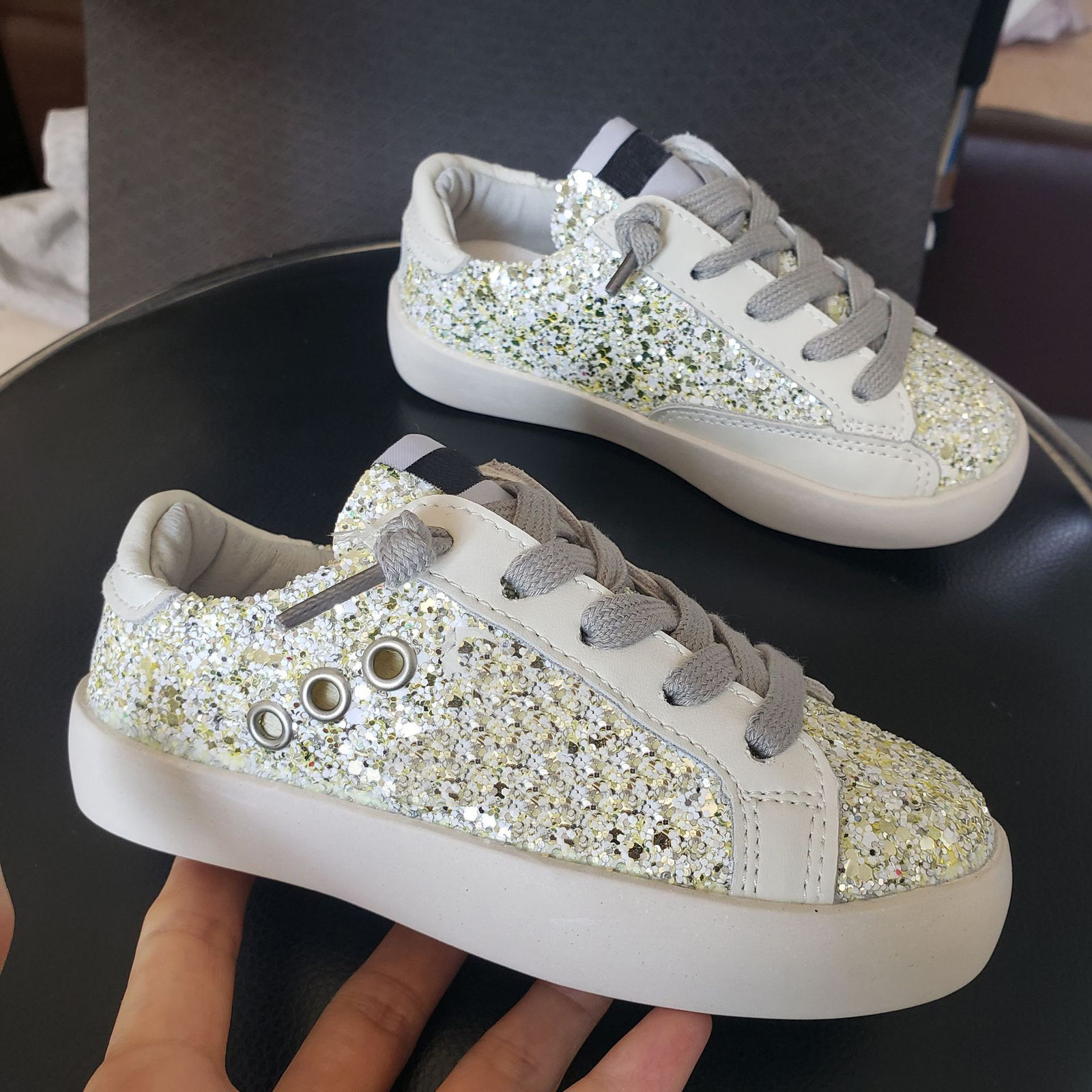 Athletic Outdoor Gold Sequin Tone Sneakers Old School Leather Girl's May Glitter Star Low Top Kids Leopard Shoes 230609