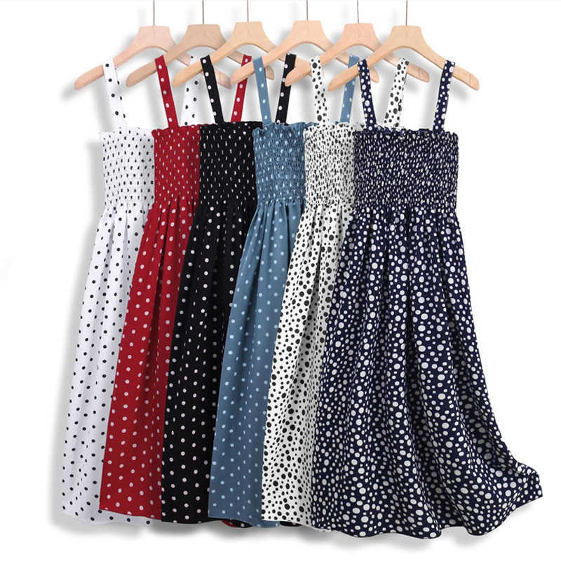 Casual Dresses robe femme Summer Polka Dot Womens Dresses Elegant Square Neck Sleeveless Chiffon Long Dress Super Discount vestidos para mujer Z0612