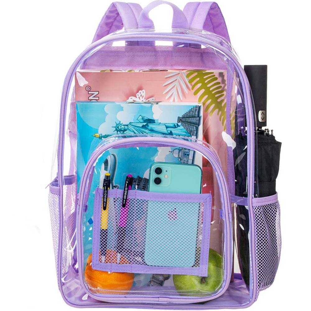 Backpack Clear Backpack Heavy Duty Transparent Bookbag See Through PVC School Bag for Women Men Purple J230517
Backpack Clear Backpack Heavy Duty Transparent Bookbag See Through PVC School Bag for Women Men Purple J230517