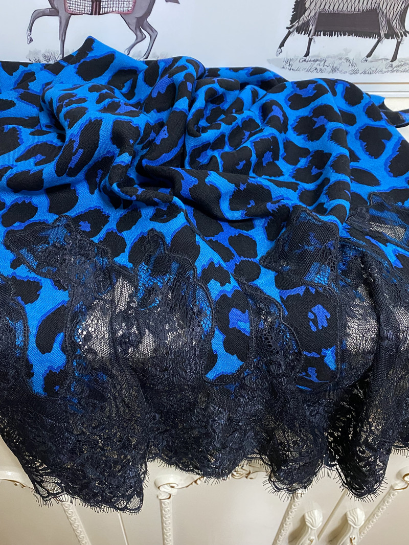 women's long scarf scarves lace cashmere material Patchwork print Leopard grain big size 210cm - 70cm